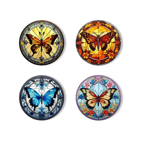 Paint by numbers 6  Coasters (4 pieces) - Vibrant Wings: A Butterfly Quartet Supply - Image 3