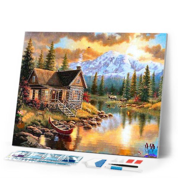 Diamond Painting - Mountain house by the river Online