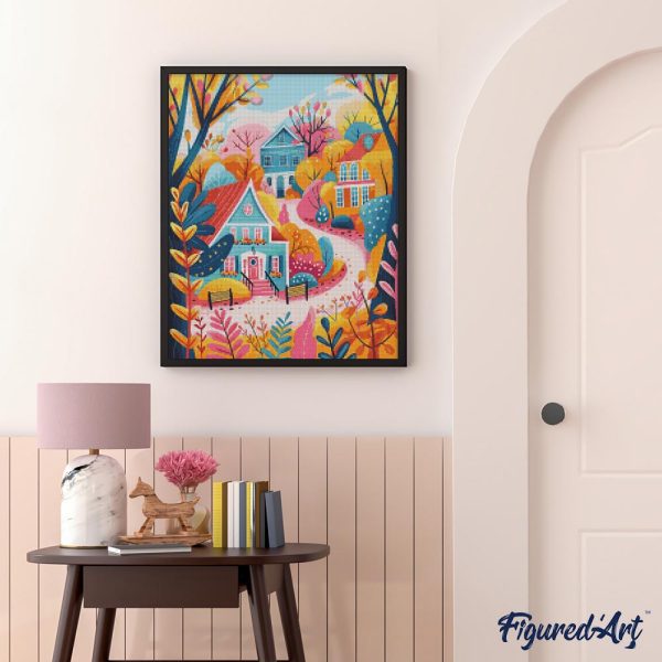 Diamond Painting - Colorful Fall Houses Fashion - Image 3