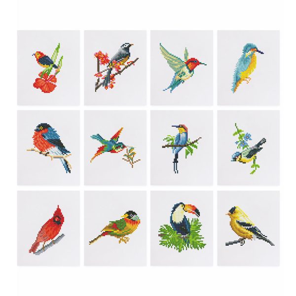 Mini Diamond Painting 3 x5  (12 pieces) - Colorful Birds Paradise For Cheap