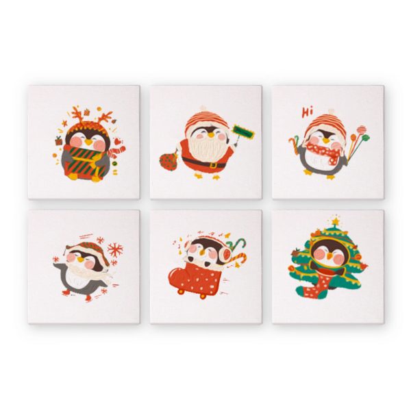 Mini Paint by numbers 6 x6  (6 pieces) - Christmas Winter Penguin on Sale