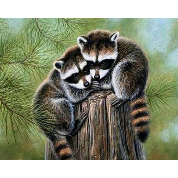 Diamond Painting - Perched Raccoon Fashion - Image 2